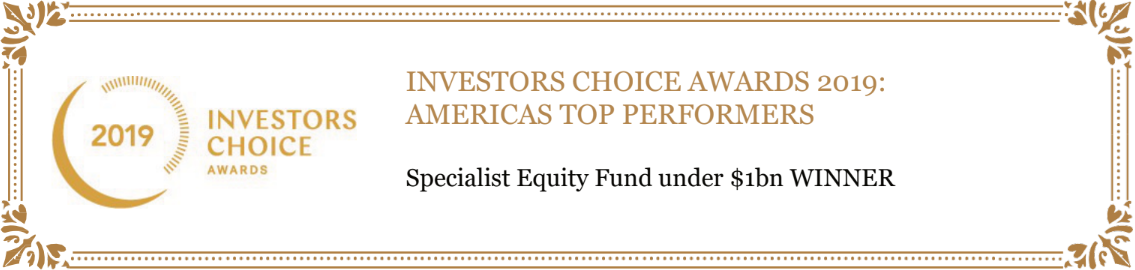 INVESTORS CHOICE AWARDS 2019:AMERICAS TOP PERFORMERS : Specialist Equity Fund under $1bn - WINNER